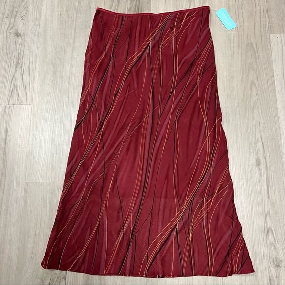 Forever 21 A line skirt sz L Rust red sheer Vintage new with tags Dark Academia - Picture 9 of 13